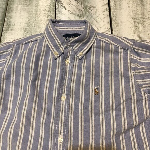 Polo Ralph Lauren Boy's size 7 button down Striped Shirt Blue Long Sleeve - Picture 3 of 11